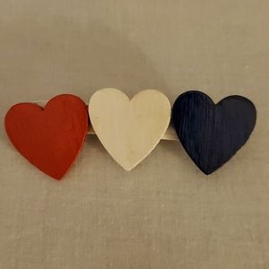 Red, White and Blue Three Hearts Pin